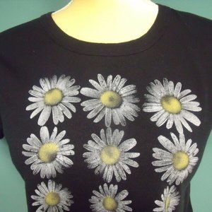 Summer Cropped Jr.'s Top Sz XS Daisies Short sl